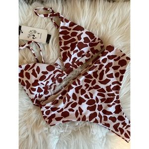 💖NWT Animal print high waisted cheeky bikini‎